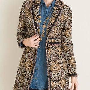 Fringe-Trim Jacquard Topper